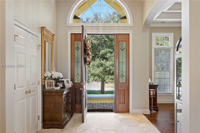 entrance foyer with ornamental molding