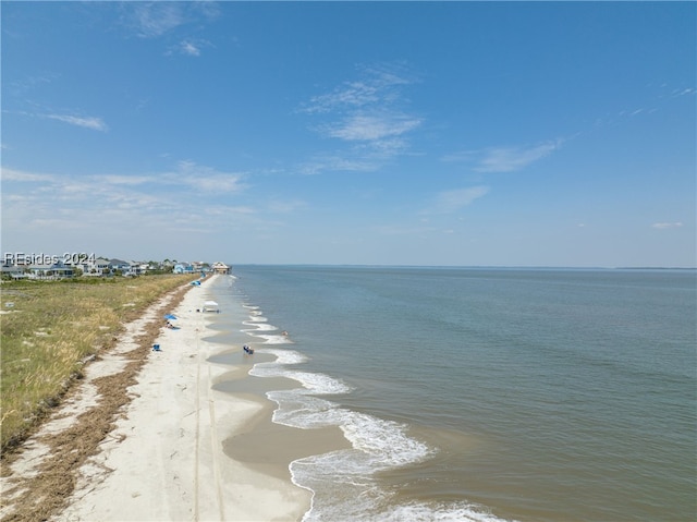 view of water feature with a view of the beach