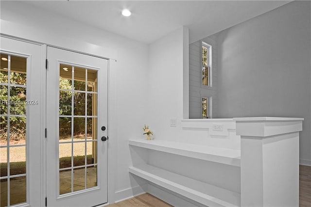 bathroom featuring hardwood / wood-style flooring and a healthy amount of sunlight