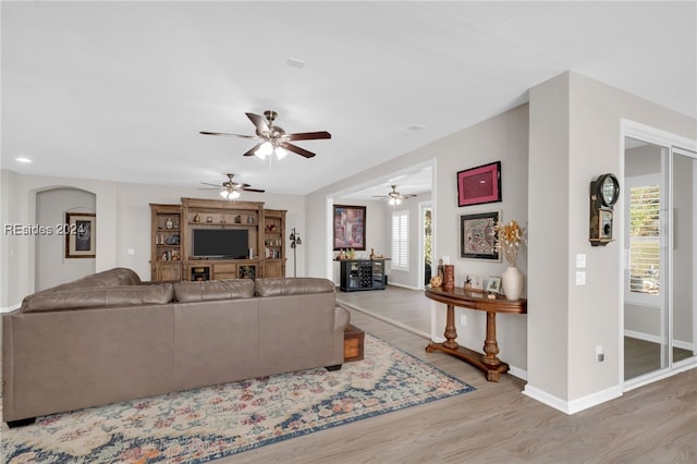 living room featuring light wood-type flooring