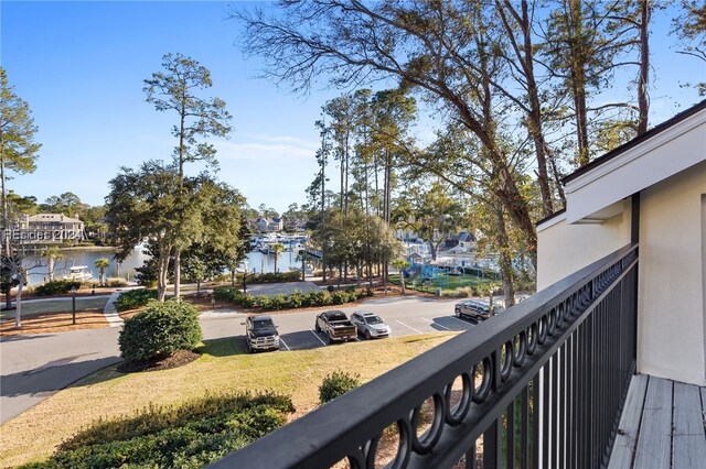 balcony with a water view