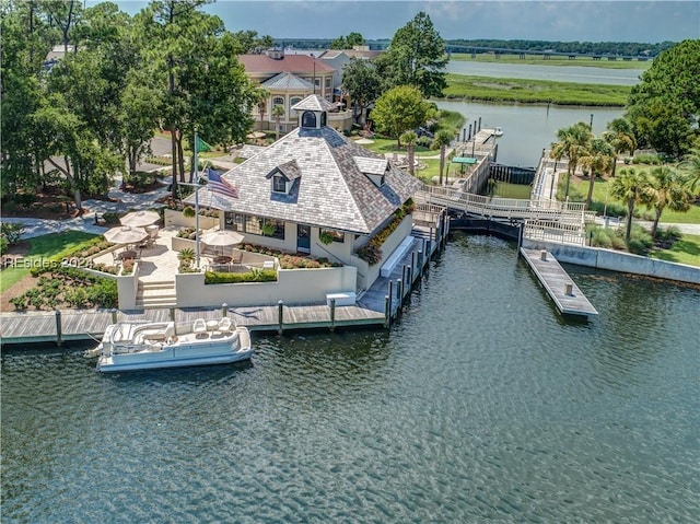 dock area featuring a water view