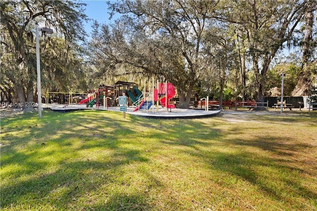 view of yard featuring a playground