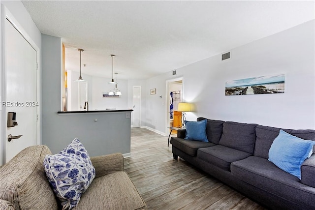 living room with hardwood / wood-style floors