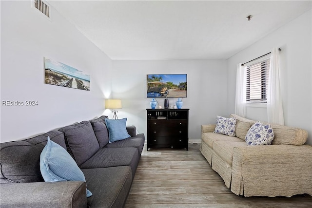 living room featuring light hardwood / wood-style flooring