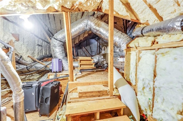 view of unfinished attic