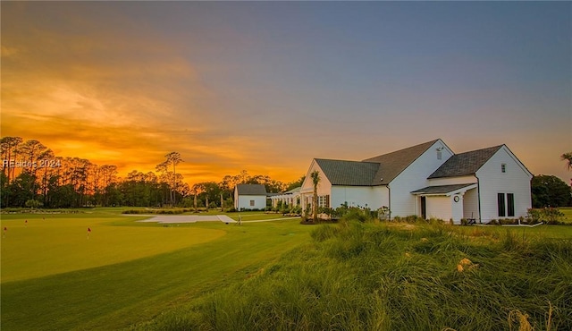 exterior space with a yard