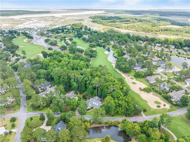 bird's eye view featuring a water view