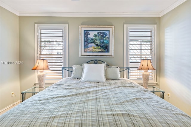 bedroom featuring ornamental molding