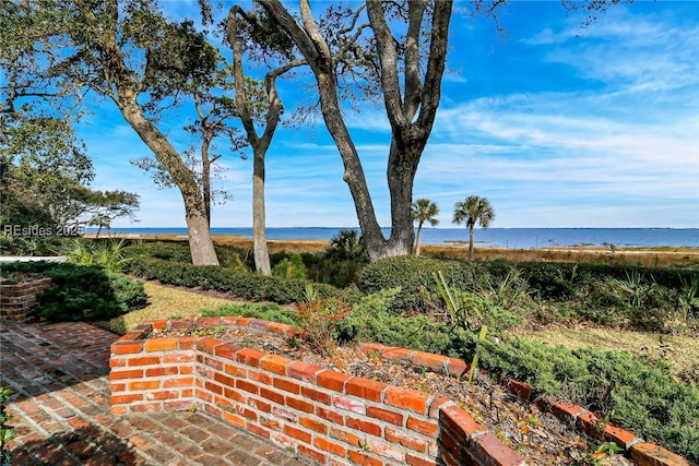 exterior space featuring a water view