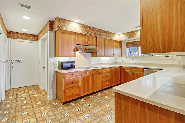 kitchen featuring sink and black appliances