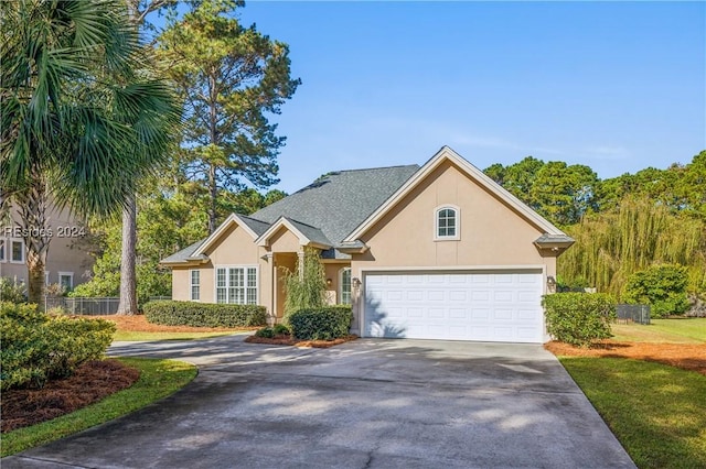 view of front of house with a garage