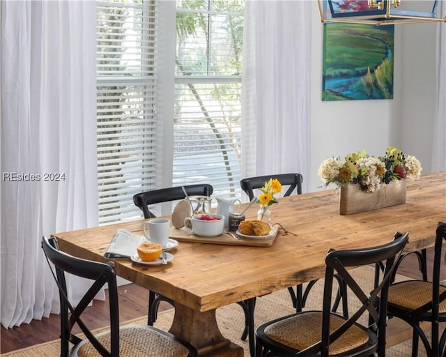 dining room with hardwood / wood-style flooring