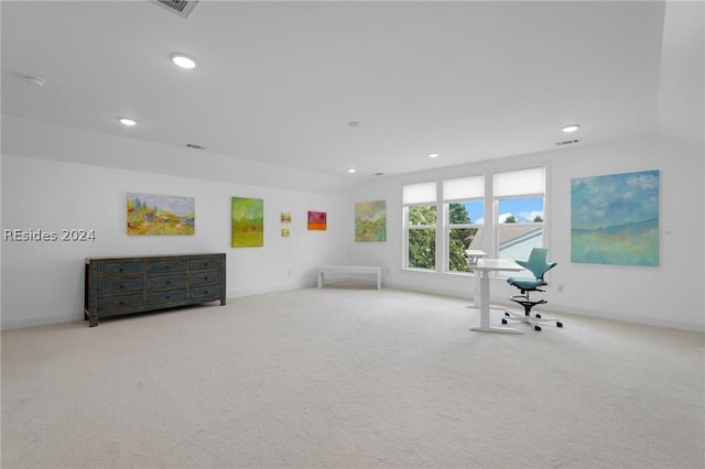 interior space with light colored carpet