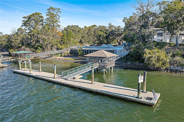 view of dock featuring a water view