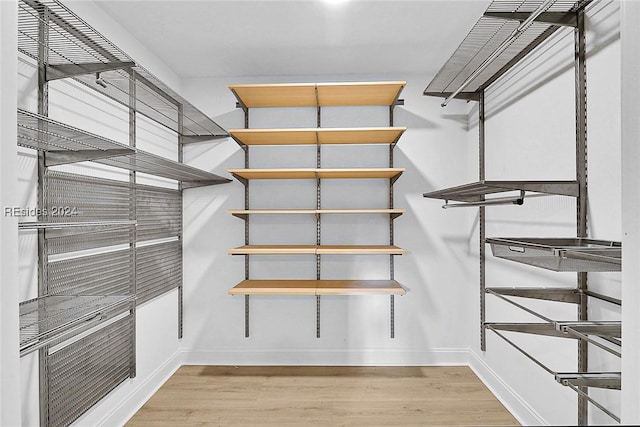 spacious closet with light hardwood / wood-style flooring