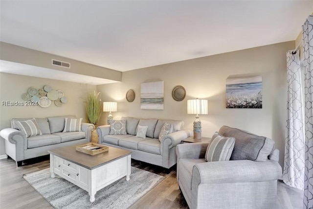 living room with hardwood / wood-style floors