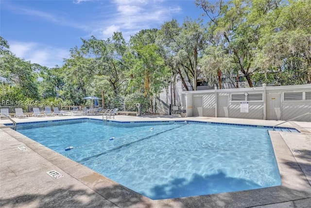 view of pool featuring a patio area