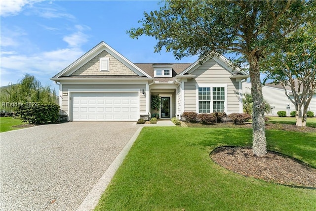 craftsman house with a garage and a front yard