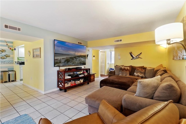 living room with light tile patterned floors