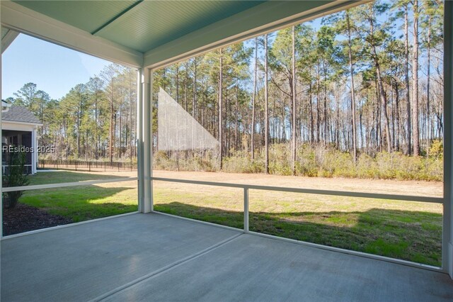 view of unfurnished sunroom