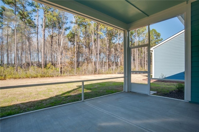 view of unfurnished sunroom