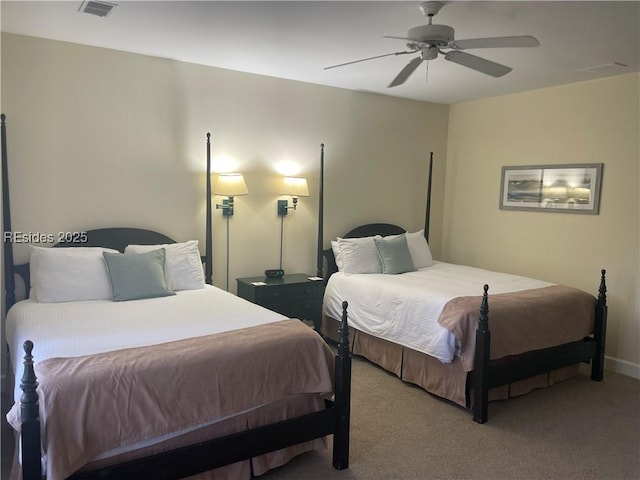 bedroom featuring ceiling fan and carpet floors