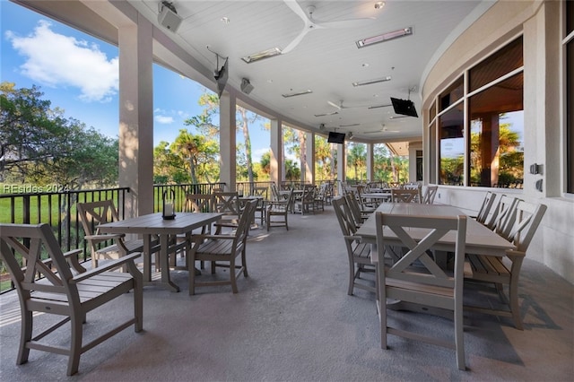 view of patio with ceiling fan