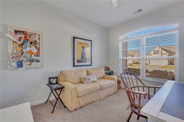 living room with carpet