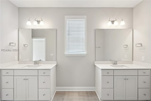 bathroom featuring vanity and tile patterned flooring