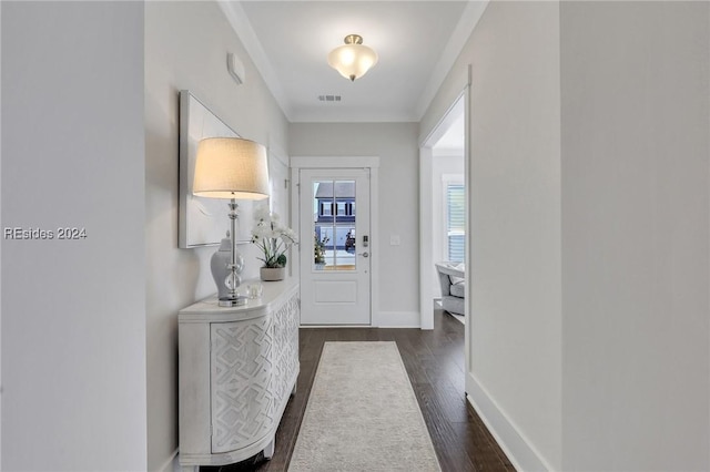 interior space with dark hardwood / wood-style flooring