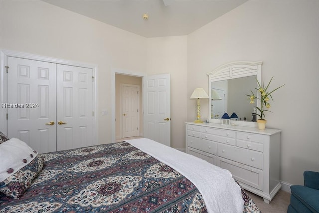 bedroom with a closet and carpet