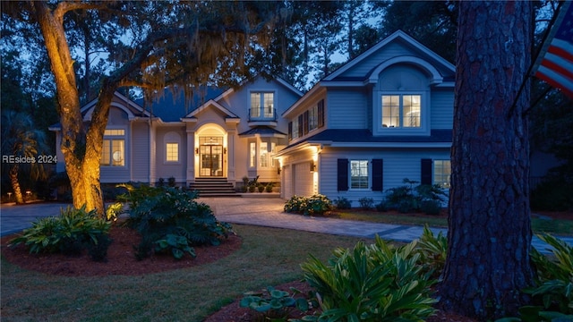 view of front of home with a garage