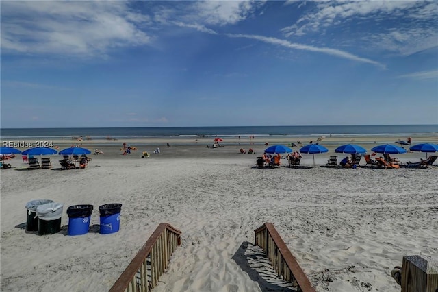 property view of water with a beach view