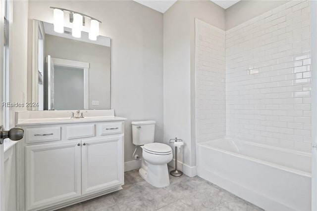 full bathroom with vanity, toilet, tile patterned flooring, and shower / bathing tub combination