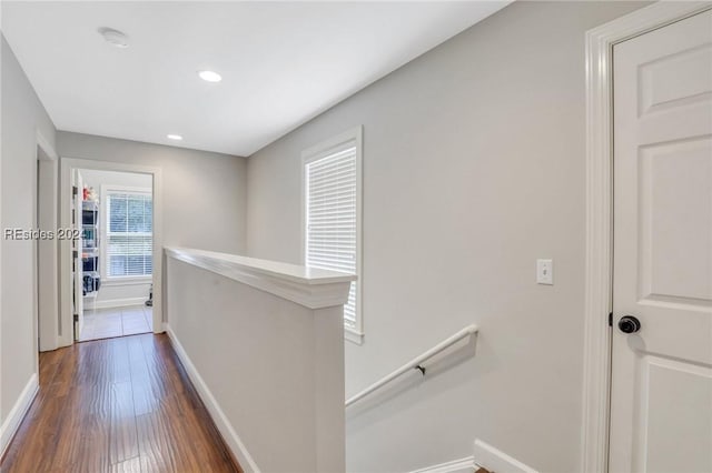 hallway featuring dark wood-type flooring