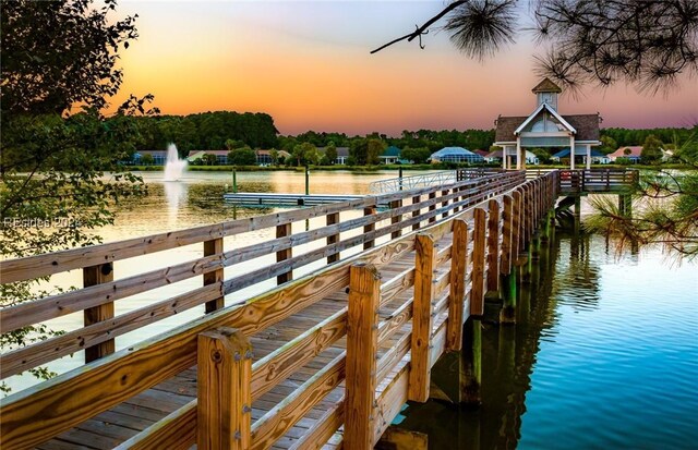 view of dock featuring a water view