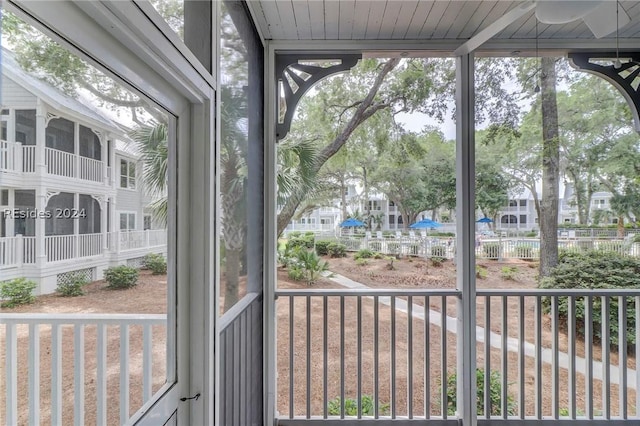 view of unfurnished sunroom