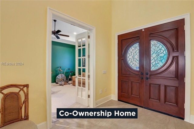 foyer featuring french doors