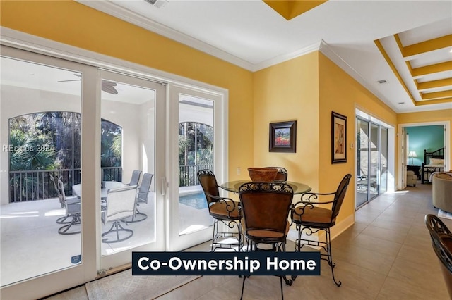 dining room with ornamental molding