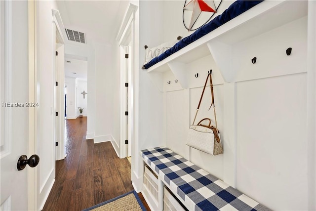 mudroom featuring dark hardwood / wood-style floors