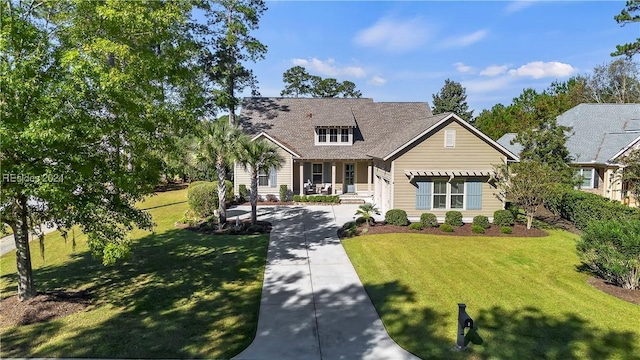 view of front of property featuring a front yard