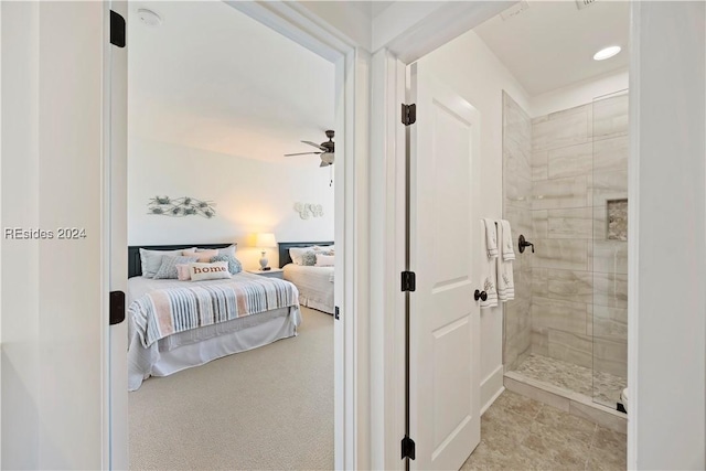 bedroom featuring ceiling fan