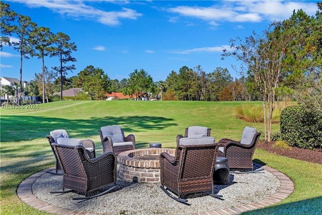 view of patio with an outdoor fire pit