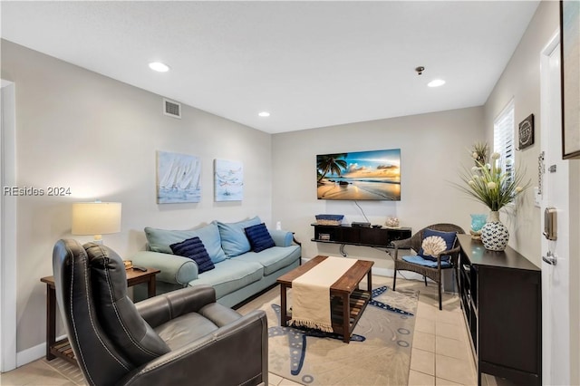 view of tiled living room