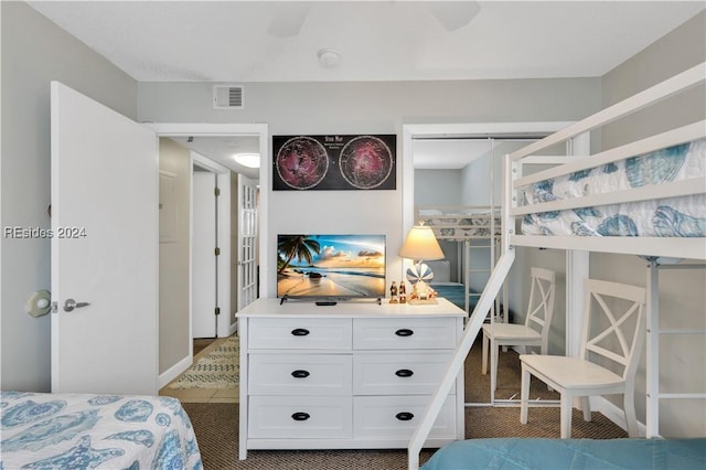 bedroom with a closet and ceiling fan