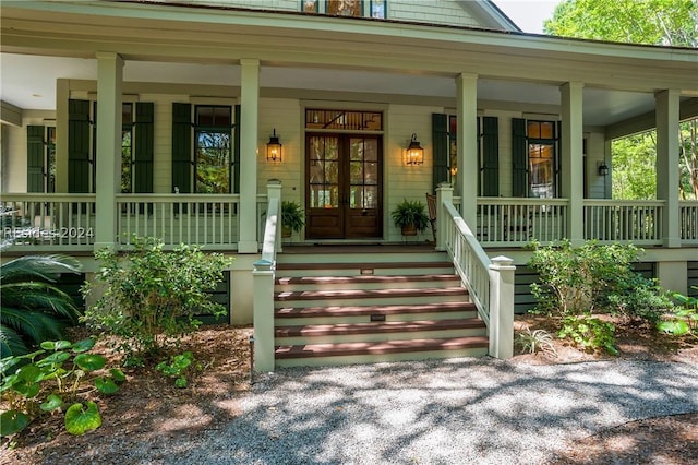 entrance to property with french doors