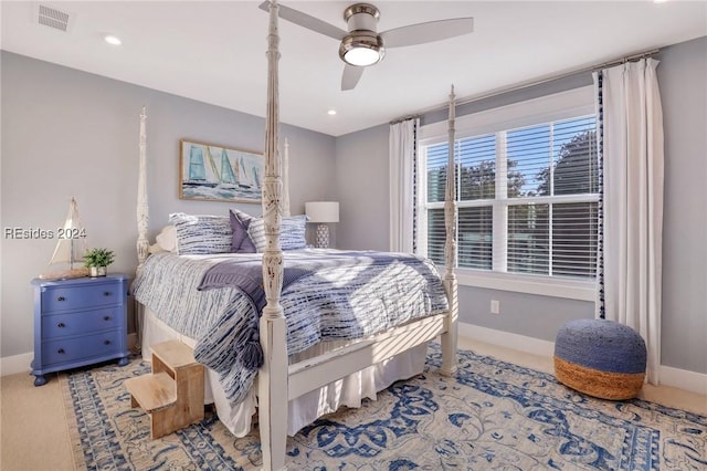 bedroom featuring ceiling fan