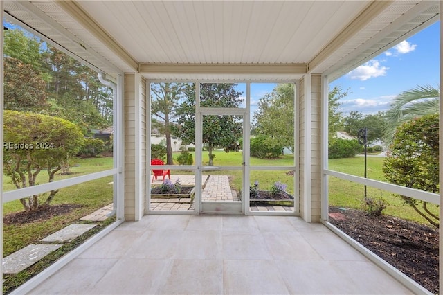 view of unfurnished sunroom