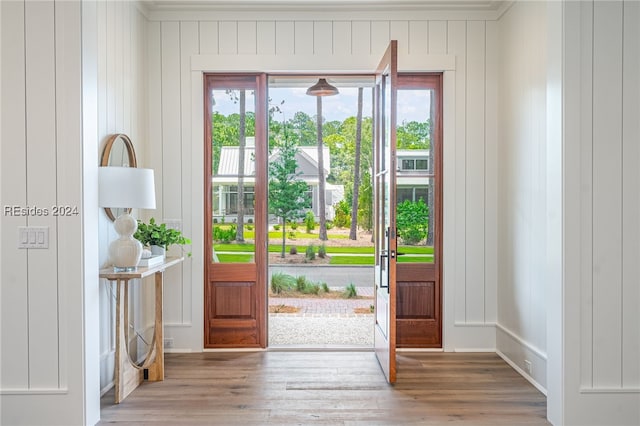 entryway featuring hardwood / wood-style flooring